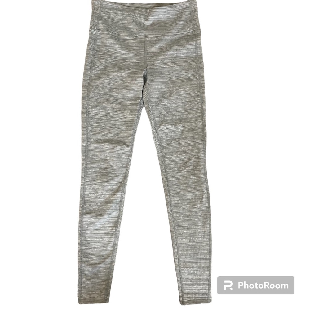 Athleta Leggings Heather Grey Textured Size Small Gently Worn Hidden WaistPocket